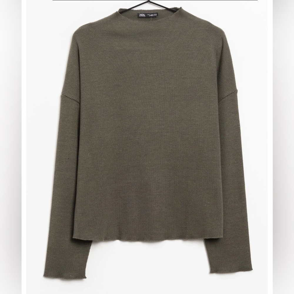 Zara Khaki Women's Turtleneck Sweater